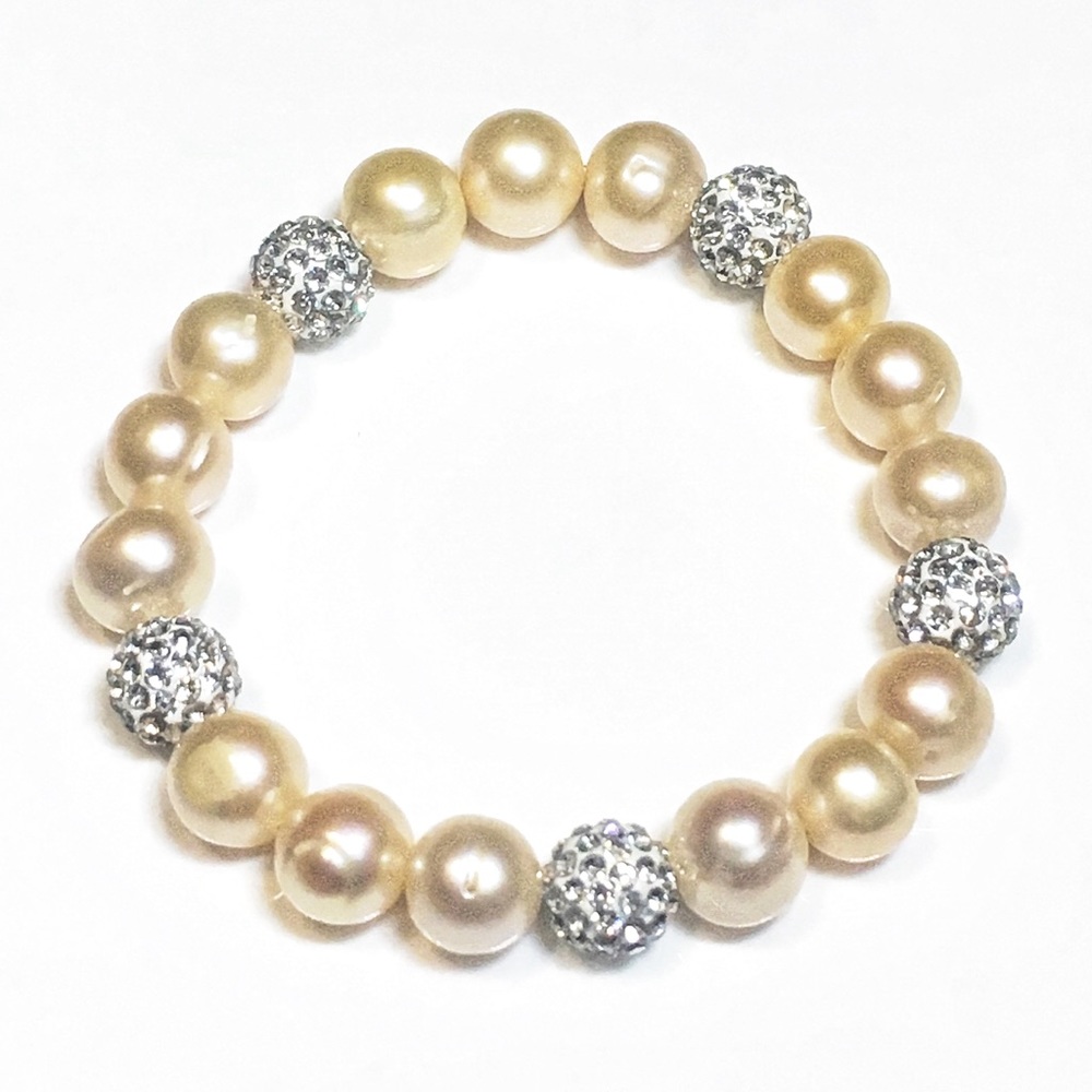 Freshwater Cultured Pink Pearl & Crystal Bracelet
